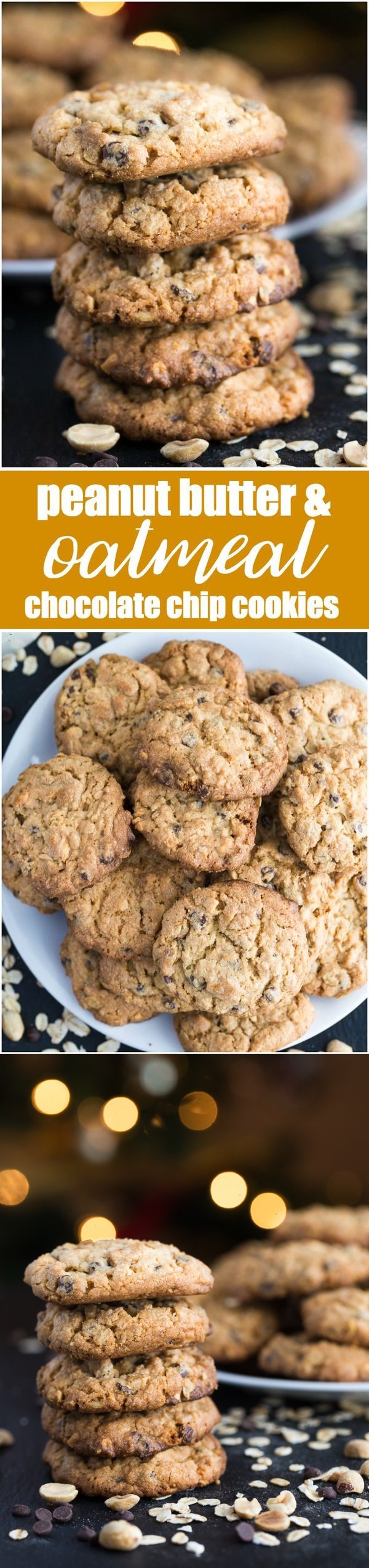 Peanut Butter & Oatmeal Chocolate Chip Cookies