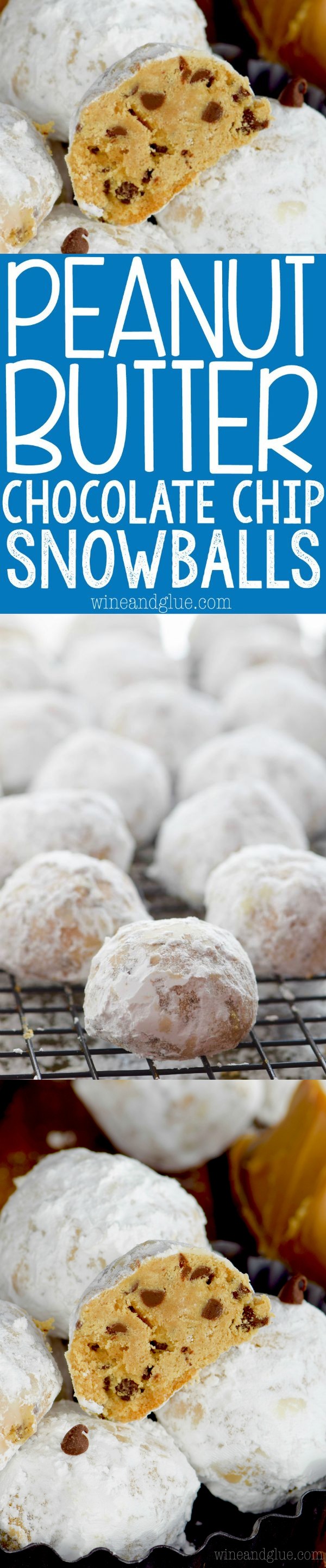 Peanut Butter Chocolate Chip Snowball Cookies