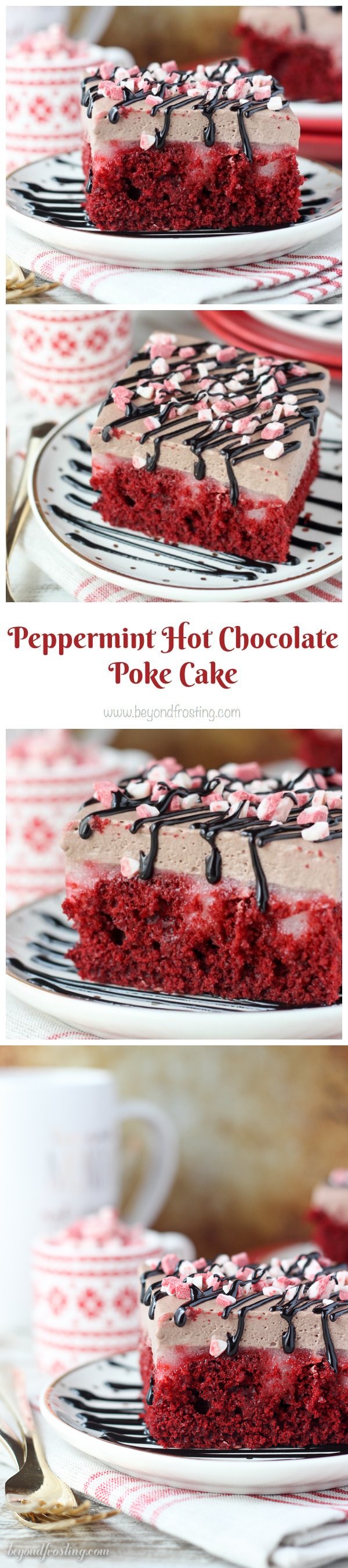 Peppermint Hot Chocolate Poke Cake