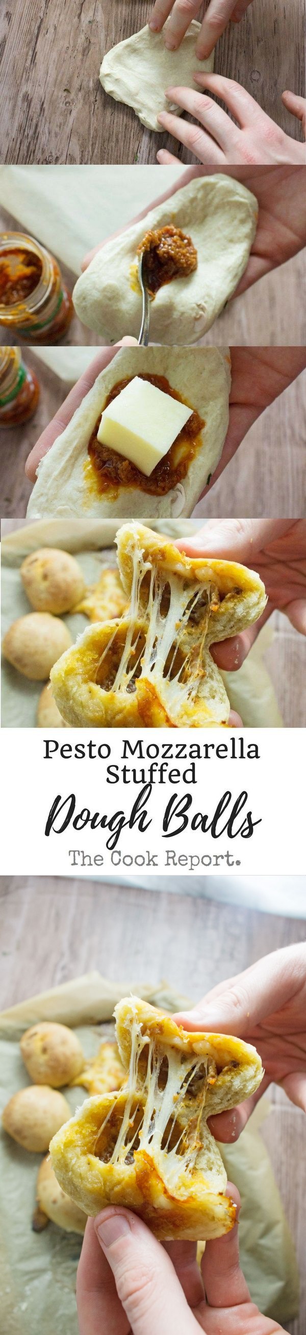 Pesto Mozzarella Stuffed Dough Balls