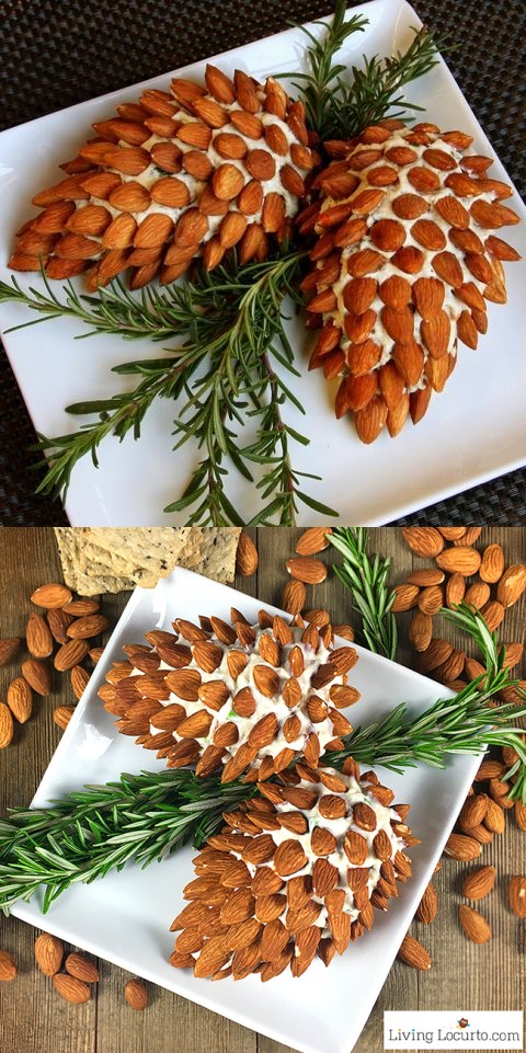 Pine Cone Cheese Ball with Almonds