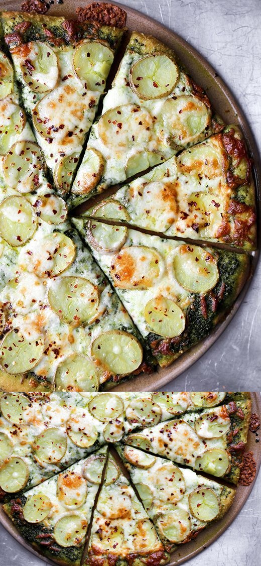 Potato Pizza with Kale Pesto