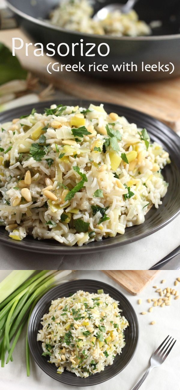 Prasorizo (Greek rice with leeks