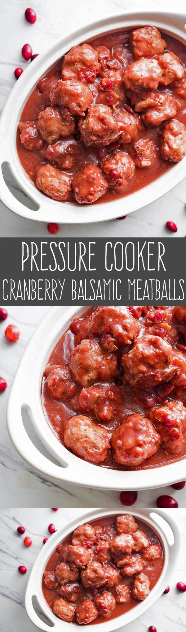 Pressure Cooker Cranberry Balsamic Meatballs