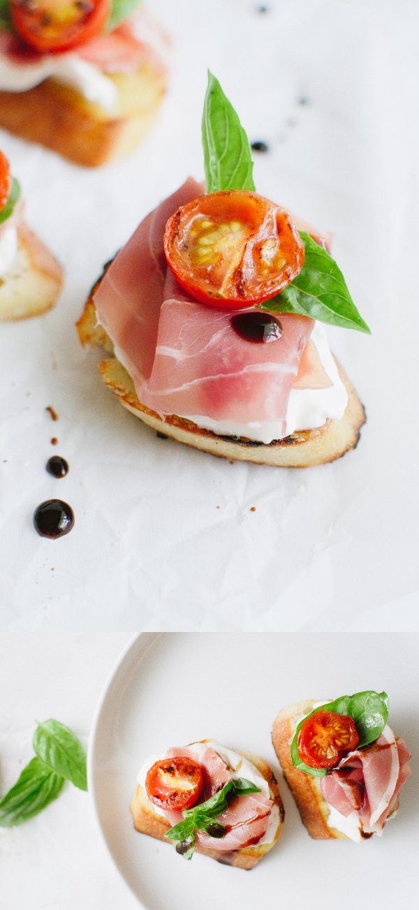 Prosciutto and Burrata Cheese Crostini