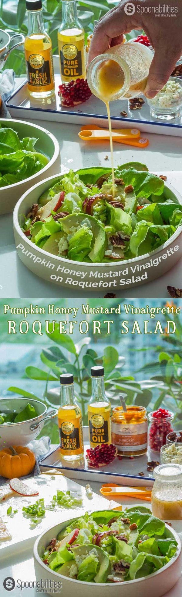 Pumpkin Honey Mustard Vinaigrette on Roquefort Pear Salad
