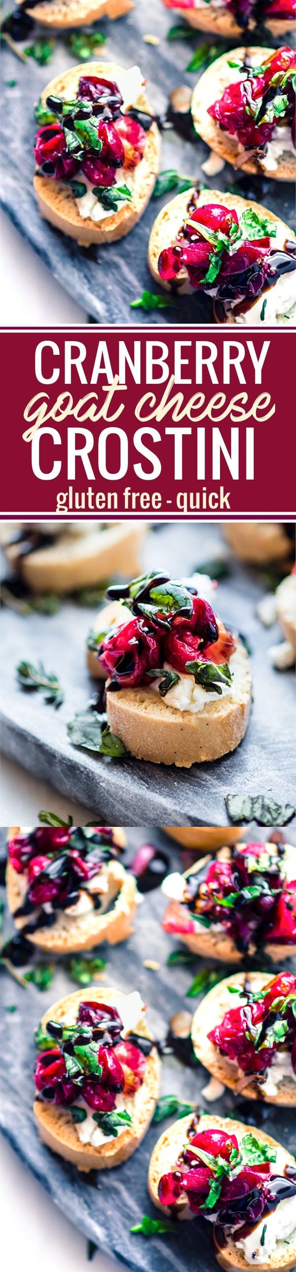 Quick Cranberry Goat Cheese Gluten Free Crostini