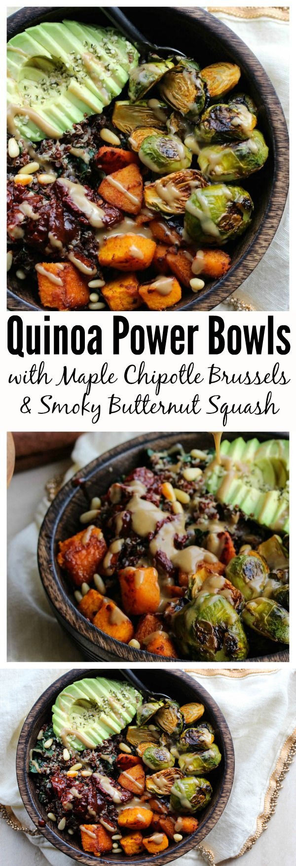 Quinoa Power Bowls with Maple Chipotle Brussels and Smoky Butternut Squash