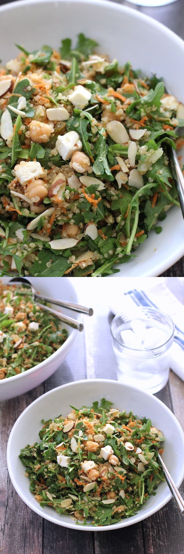 Quinoa Salad with Chickpeas, Arugula, Feta and Almonds