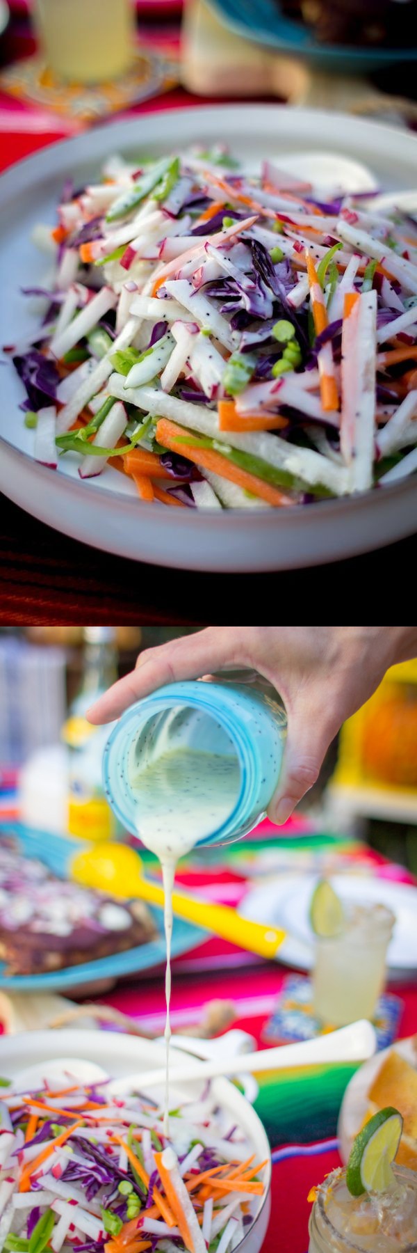 Rainbow Jicama Salad with Poppy Seed Dressing