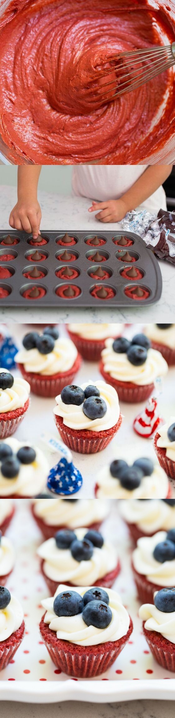 Red velvet brownie cups with cream cheese frosting