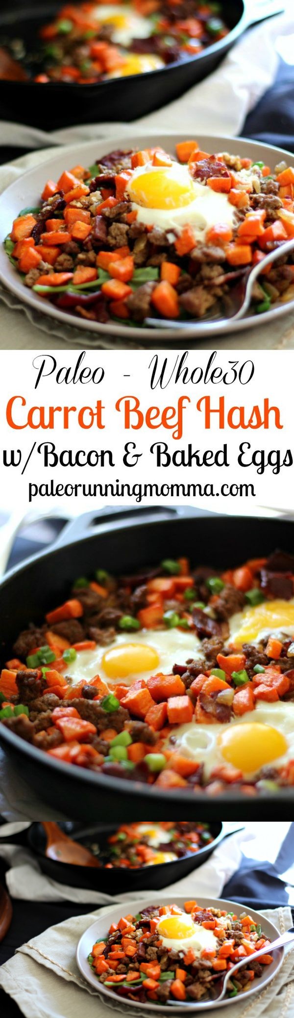 Roasted Carrot Hash with Ground Beef and Bacon (Paleo