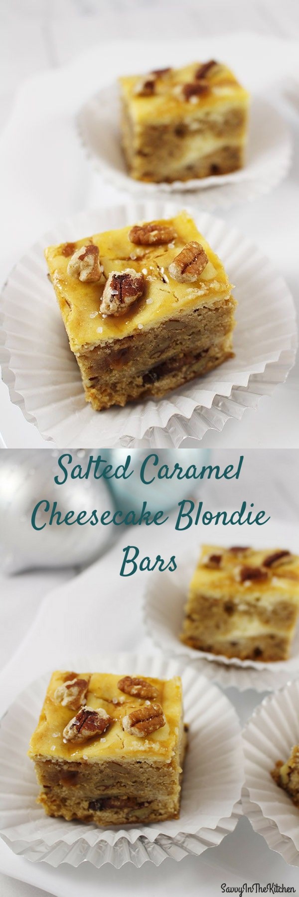 Salted Caramel Cheesecake Blondie Bars