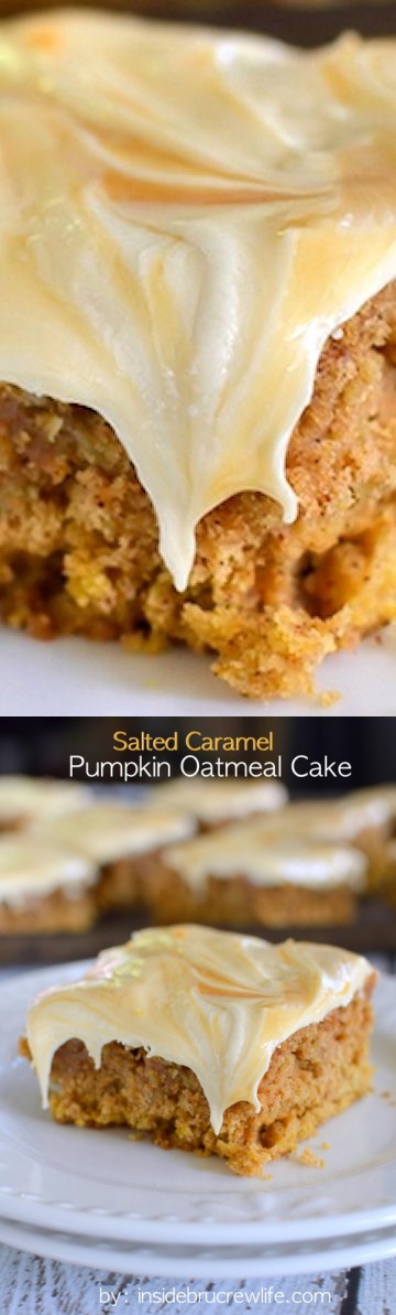 Salted Caramel Pumpkin Oatmeal Cake