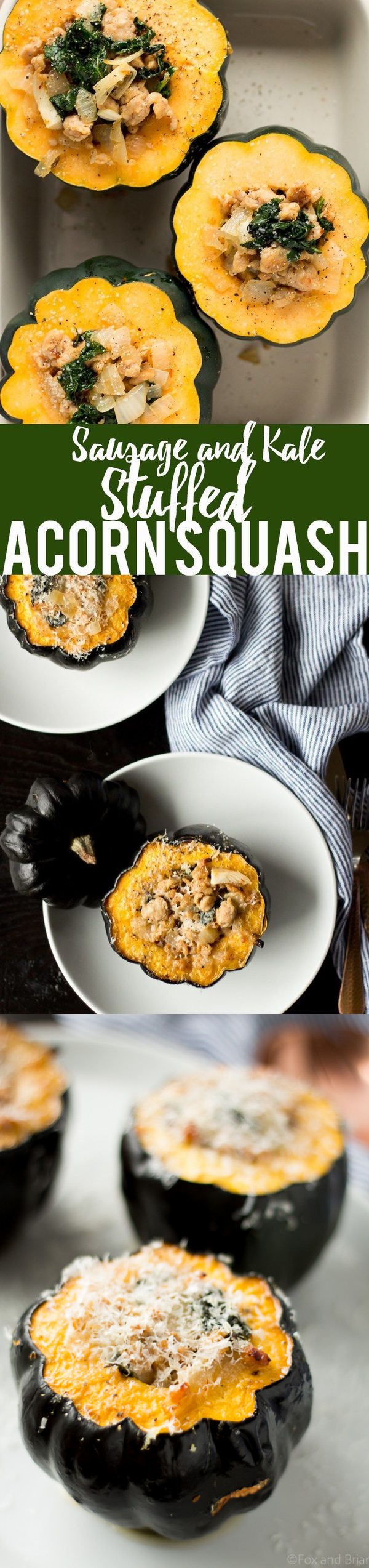 Sausage and Kale Stuffed Acorn Squash