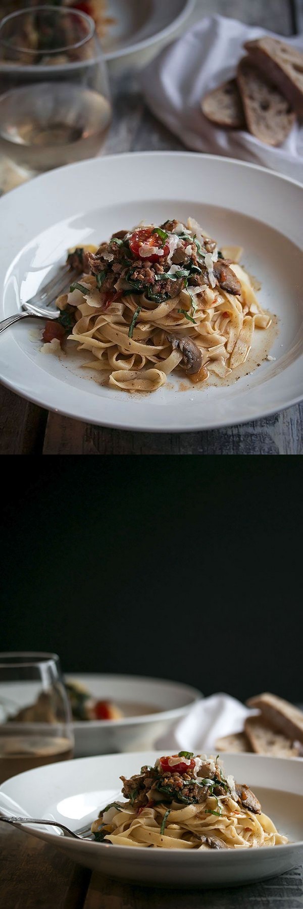 Sausage and Spinach Pasta with Wine