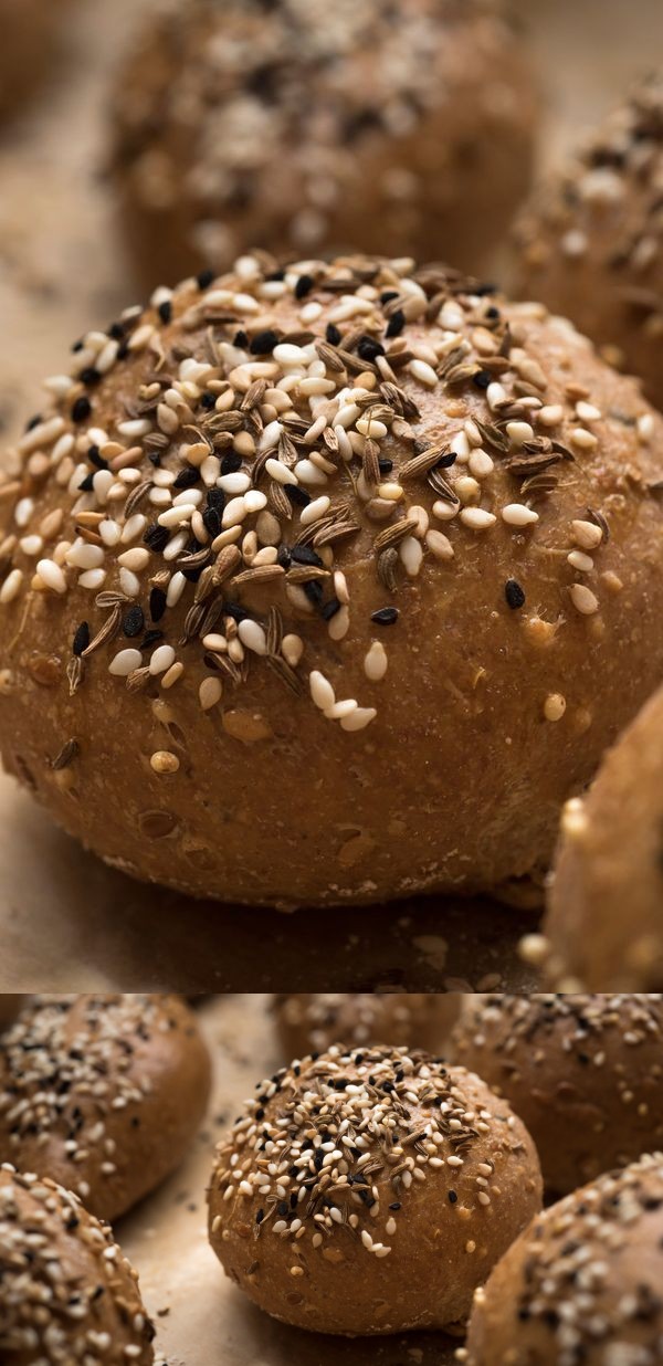 Seeded Molasses Whole-Wheat Dinner Rolls