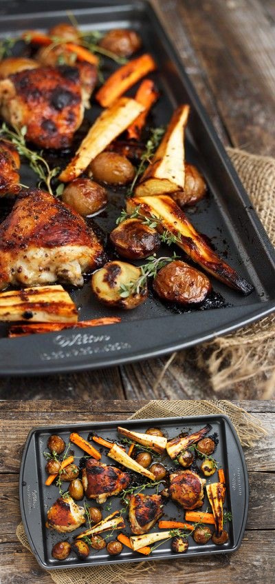 Sheet-Pan Mustard Chicken and Vegetable Dinner