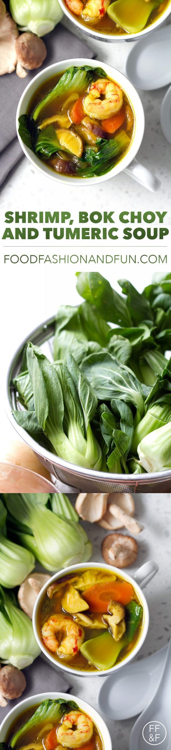 Shrimp Bok Choy and Tumeric Soup