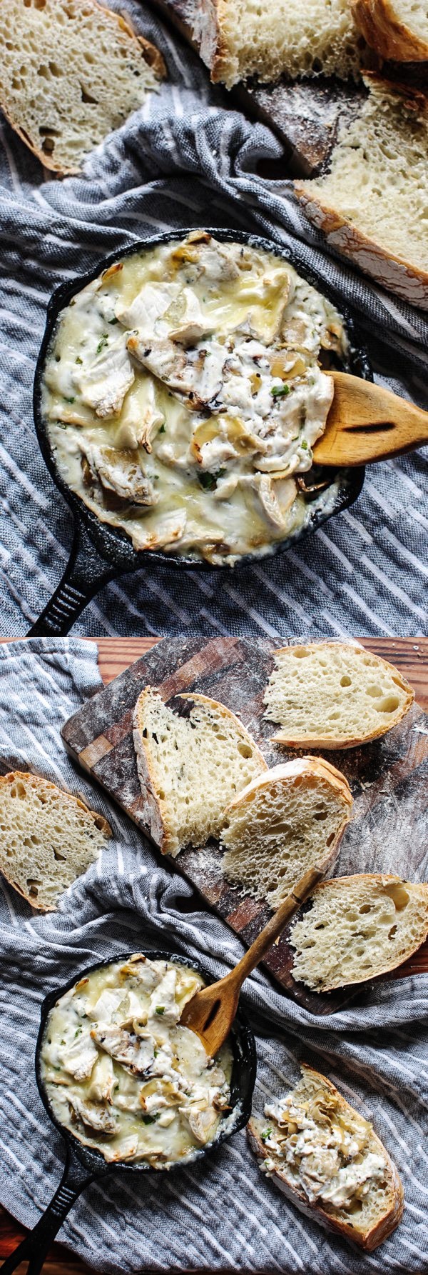 Skillet Brie and Artichoke Heart Dip