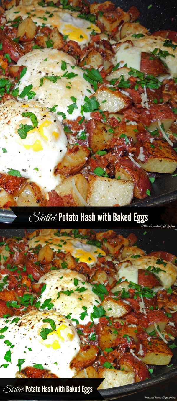 Skillet Potato Hash With Baked Eggs