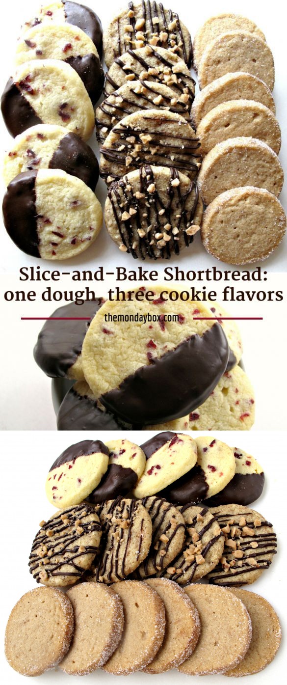 Slice-and-Bake Shortbread: one dough, three cookie flavors