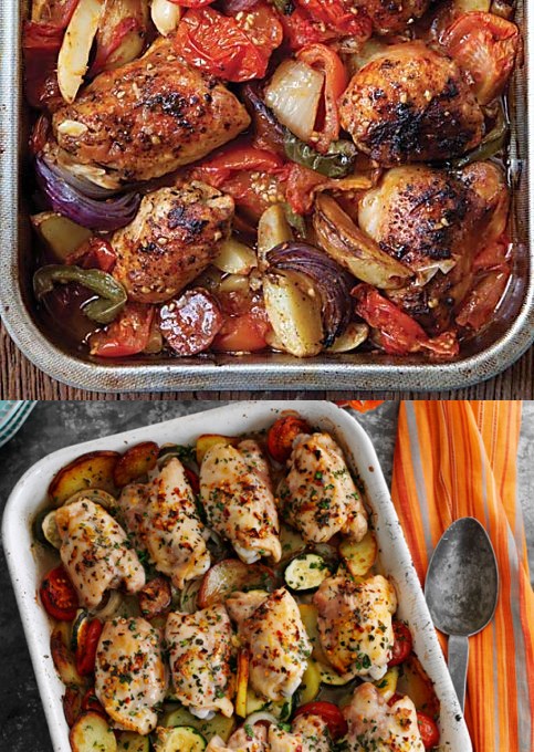 Slimming World's rustic garlic chicken tray bake