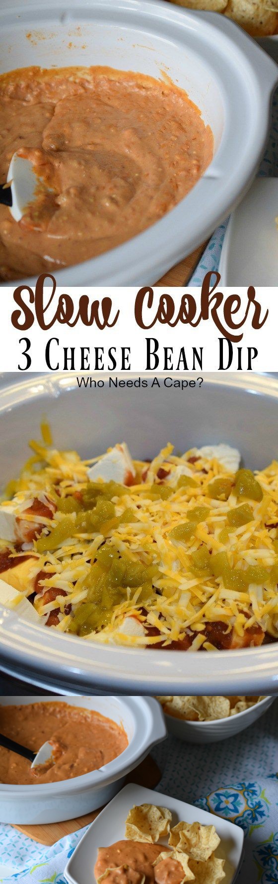 Slow Cooker 3 Cheese Bean Dip