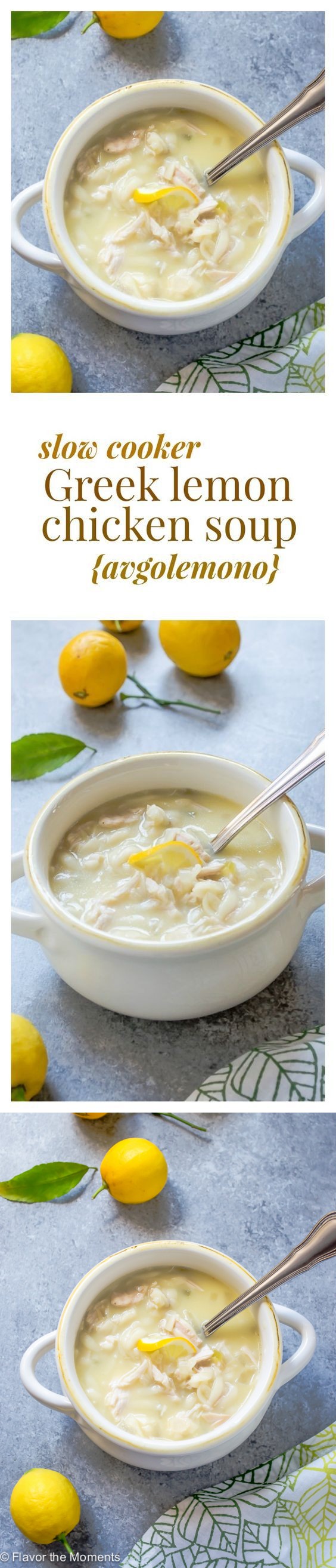 Slow Cooker Greek Lemon Chicken Soup (Avgolemono