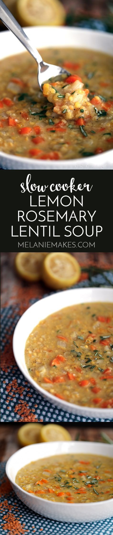 Slow Cooker Lemon Rosemary Lentil Soup