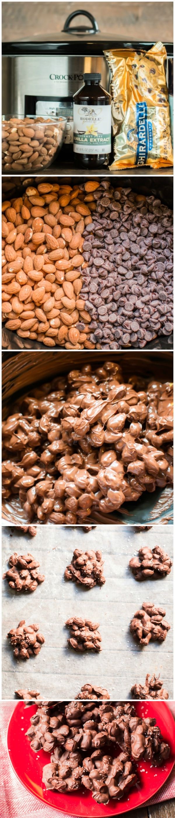 Slow Cooker Sea Salt Chocolate Almond Clusters