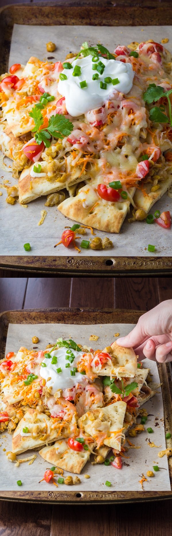 Spiced Chickpea Naan Nachos