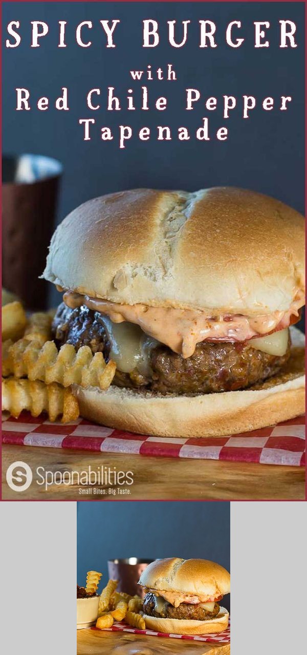 Spicy Burger Recipe with Red Chile Pepper Tapenade