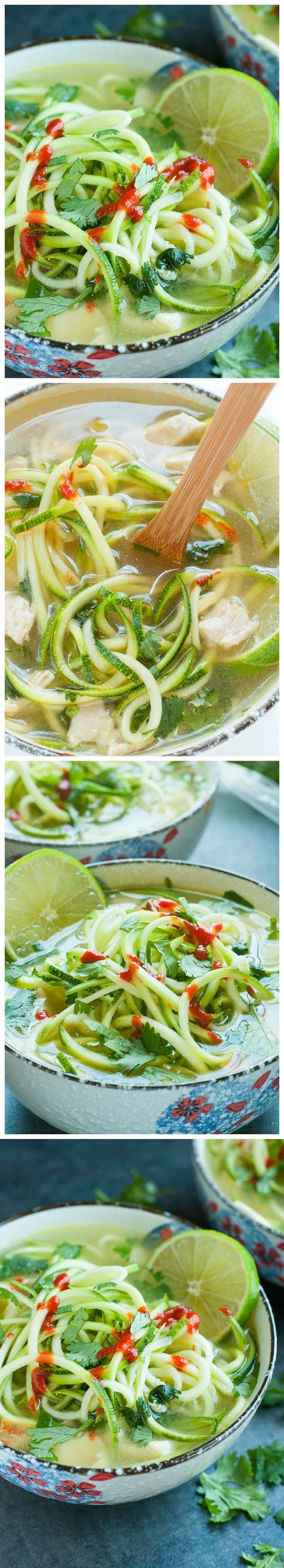 Spicy Sriracha Lime Chicken Zoodle Soup