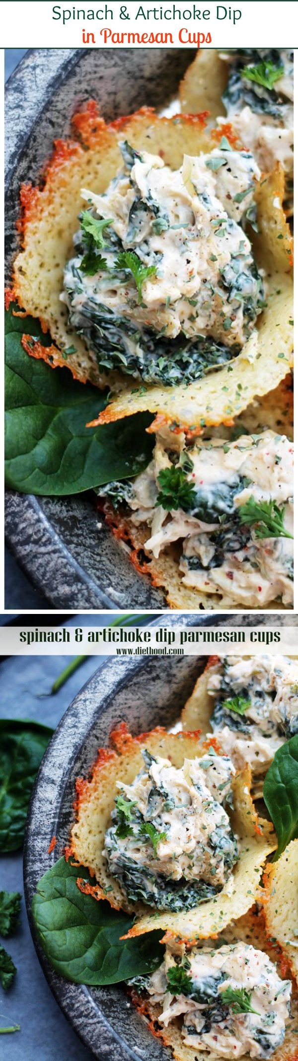 Spinach and Artichoke Dip Parmesan Cups