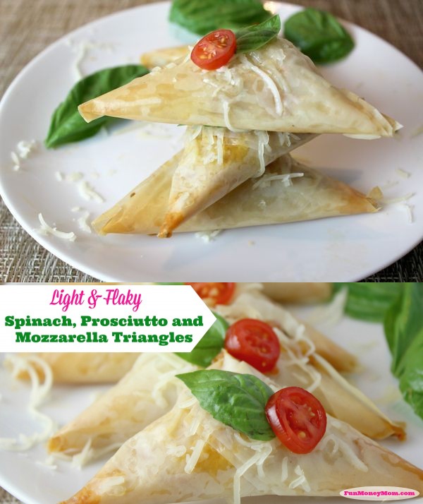 Spinach, Prosciutto & Mozzarella Triangles