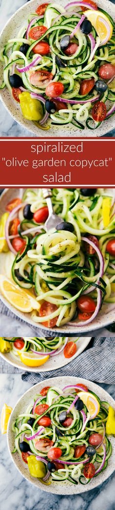 Spiralized Cucumber Salad with Olive Garden Dressing Copycat