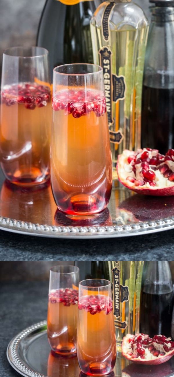 St. Germain and Pomegranate Champagne Cocktail