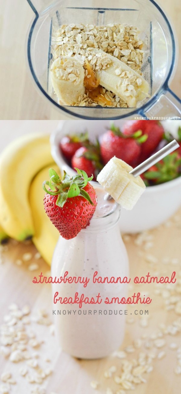 Strawberry Banana Oatmeal Breakfast Smoothie