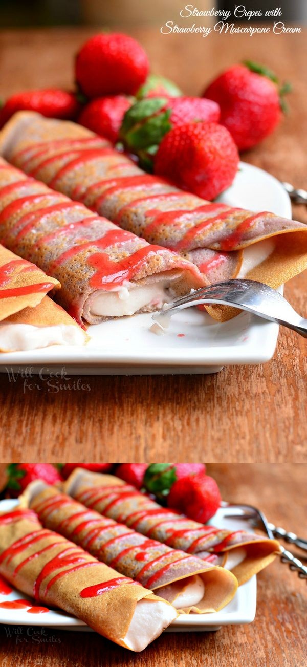 Strawberry Crepes with Strawberry Mascarpone Cream