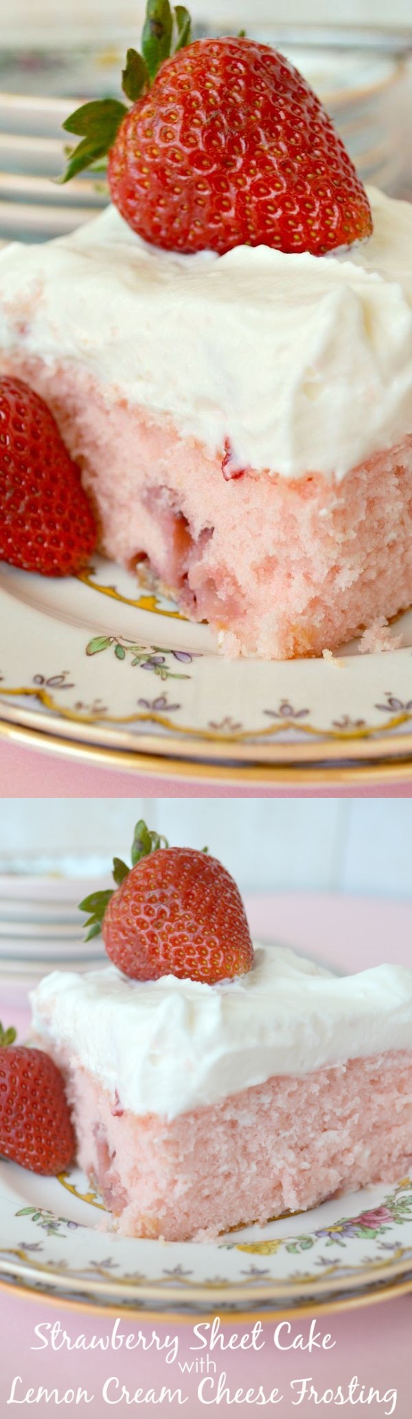 Strawberry Sheet Cake with Lemon Frosting