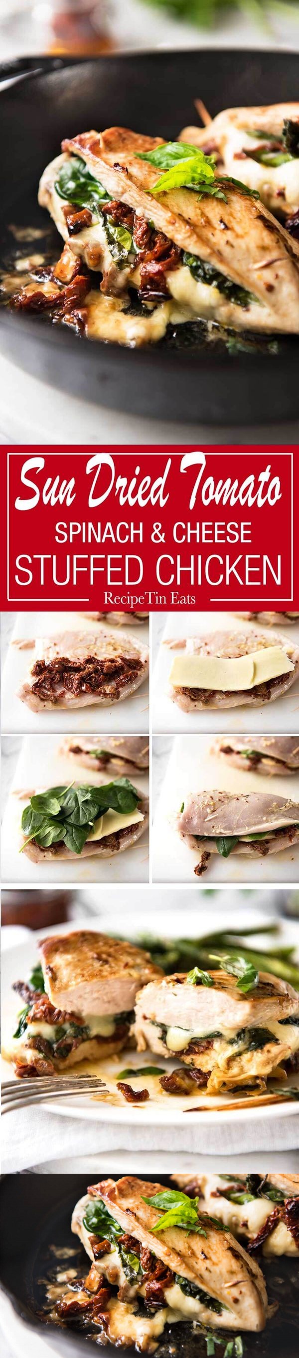 Sun Dried Tomato, Spinach & Cheese Stuffed Chicken Breast