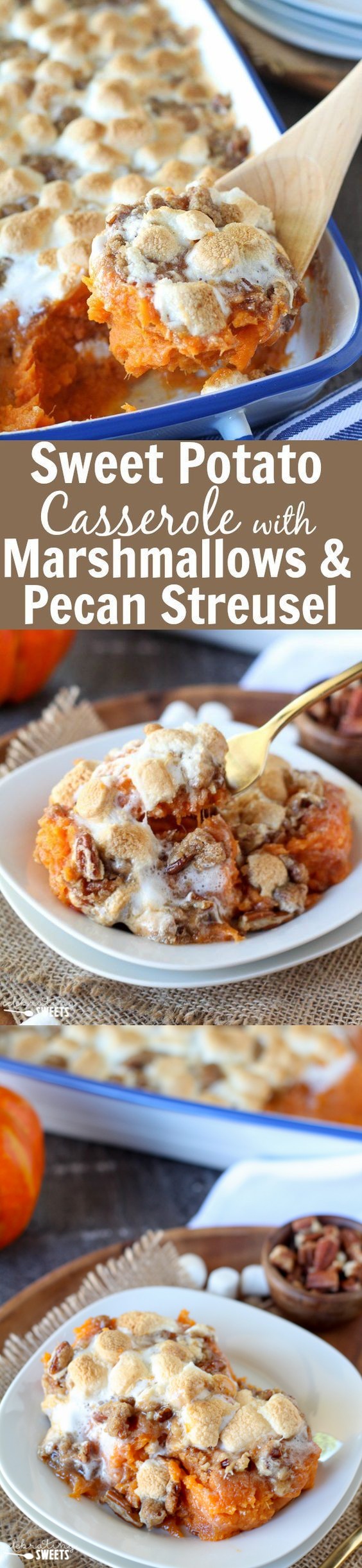 Sweet Potato Casserole with Marshmallow & Pecan Streusel