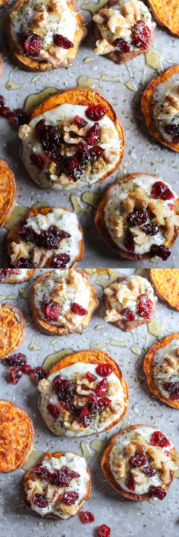Sweet Potato Rounds with Herbed Ricotta and Walnuts