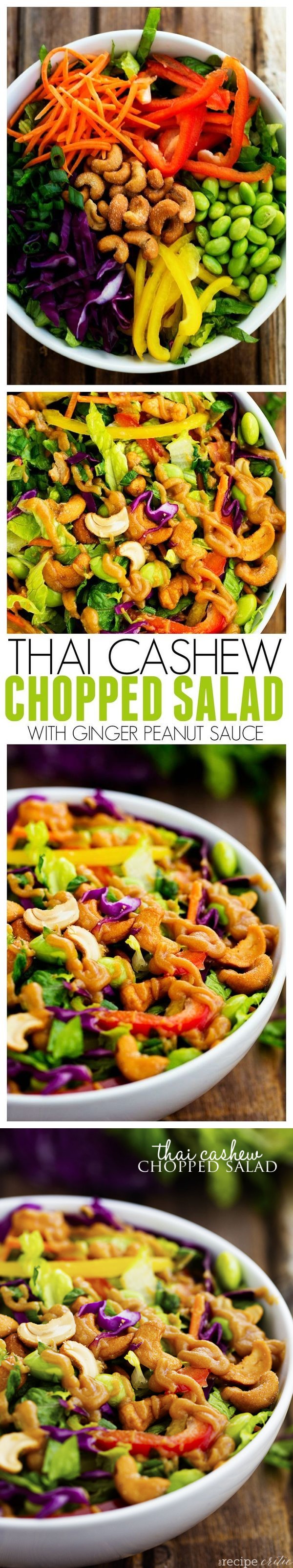 Thai Cashew Chopped Salad with a Ginger Peanut Sauce