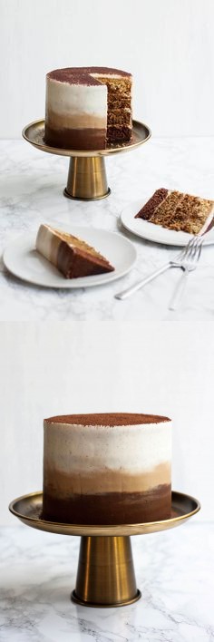 Tiramisu Layer Cake with Ombre Mascarpone Frosting