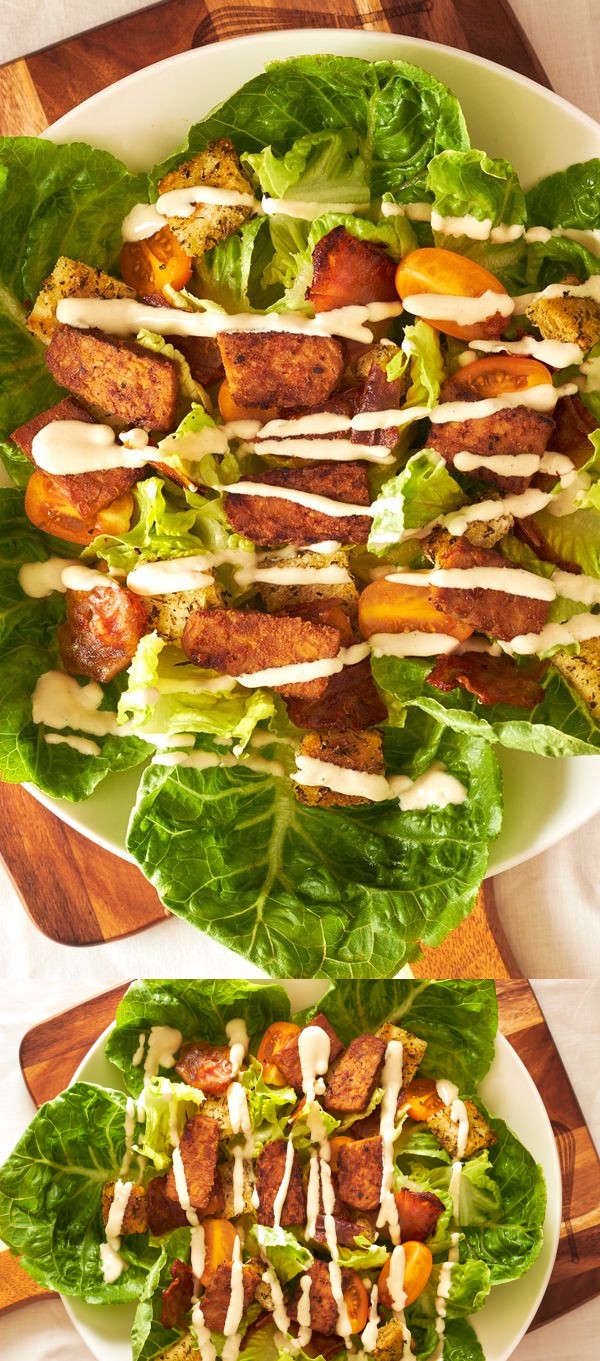 Vegan Caesar Salad with Smoky Tempeh