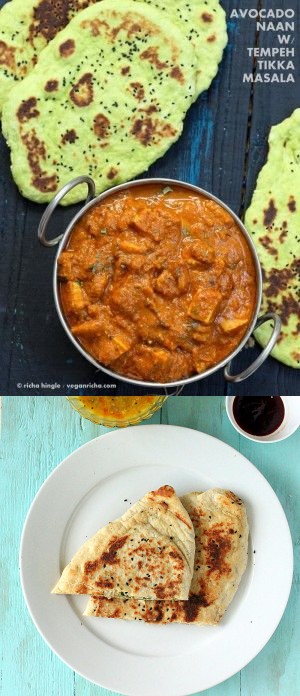 Vegan Naan - Plain, Garlic, Avocado Naan flatbread. Dairy-free Indian flat bread