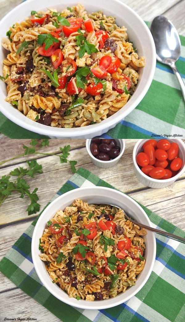 Vegan Tomato and Feta Pasta Salad