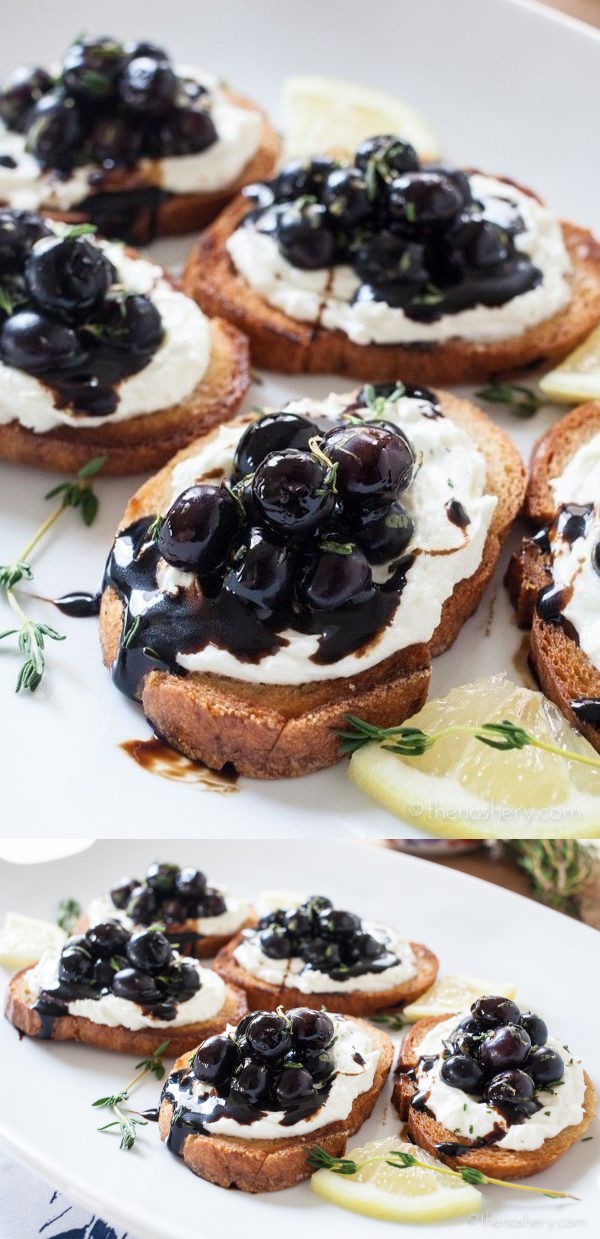 Whipped Goat Cheese and Blueberry Balsamic Crostini